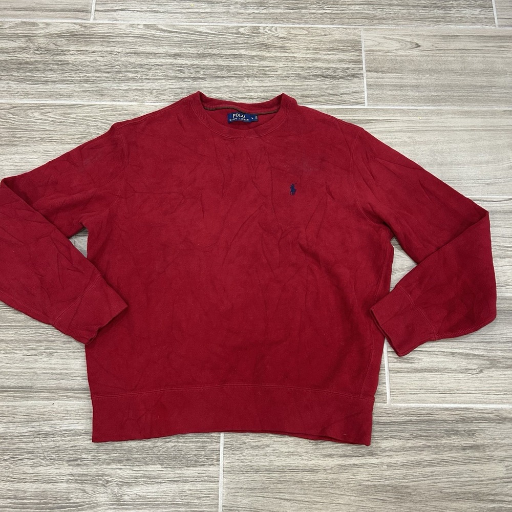 Polo Ralph Lauren Sweater Men's Large Red Crewneck Cotton Pony Logo Pullover